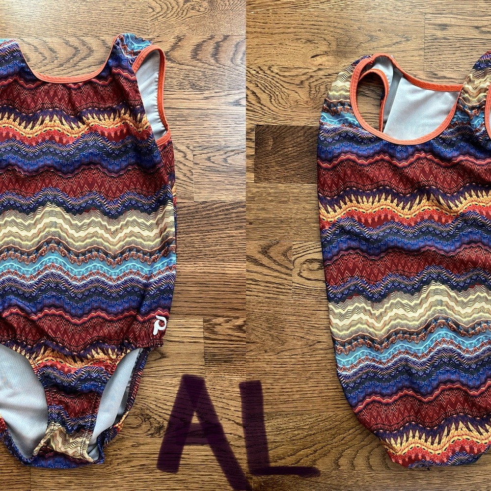 Colorful Zigzag Patterned Plum Leotard